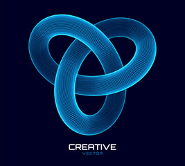 Leinwandbilder - 3D Trefoil Torus Knot Dynamic Round Shape. Abstract Modern Graphic Design Element. Geometric Symbol. Creative Vector Template. Impossible Circle Sign. Abstract Design, Impossible Object.