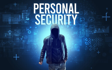 Poster - Faceless man with online security concept