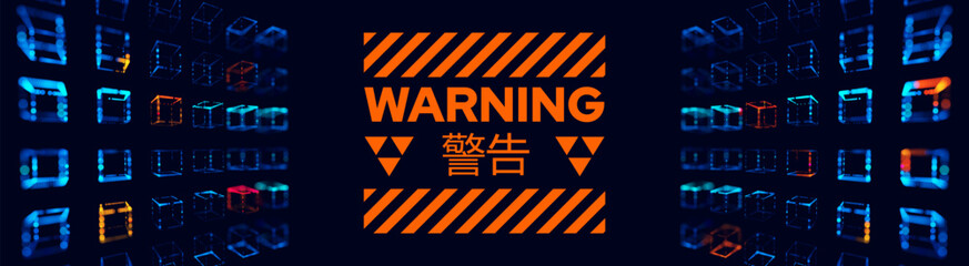 Fototapete - Datacenter Servers Under Hackers Attack WARNING Message. Hacker Attack. Danger Sign. Database Phishing Attack. Privacy Data Breach. Computer Security Concept. Vector Illustration.