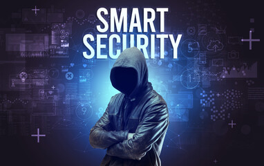 Poster - Faceless man with online security concept