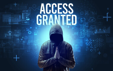 Poster - Faceless man with online security concept