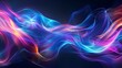 A vibrant, flowing wave design in blues and pinks represents dynamic movement and energy as digital art