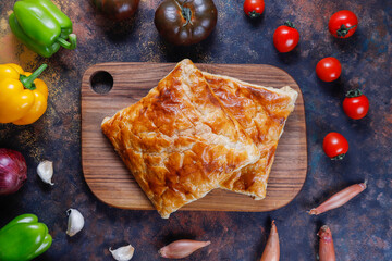 Wall Mural - Georgian traditional khachapuri with cheese.