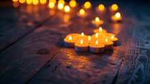 A Heart From Candles On Wooden Parquet Romantic Love Setting