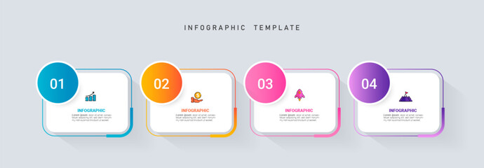 Fototapete - Infographic elements design template, business concept with 4 steps. Vector 