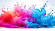 a white background with a splash of watercolor, depicting vibrant and fluid colors blending seamlessly, generative ai