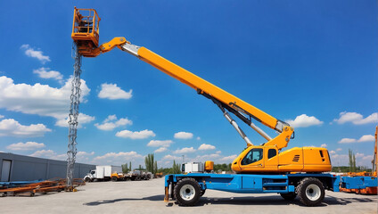 Wall Mural - Articulated boom lift Aerial platform lift Telescopic