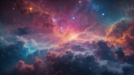 Poster - Cosmic space background with nebula and stars.