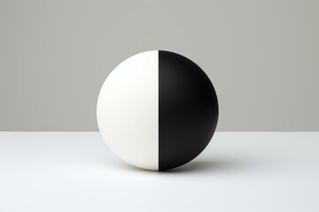 Canvas Print - A monochrome ball rests on a white surface in still life photography