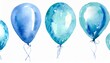blue balloons watercolor illustration isolated on background
