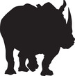 Vector silhouette of a rhino walking