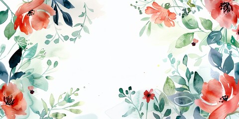 Poster - a painting of flowers and plants on a white background