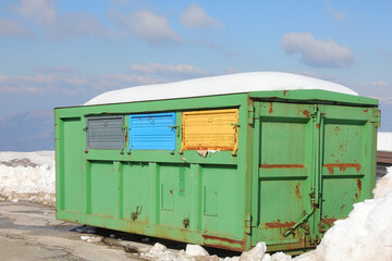 Wall Mural - container in the outdoor recycling center for the separate collection of waste