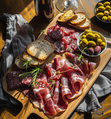 Wall Mural - A table with wine and food