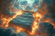 Bed Floating in Clouds