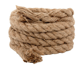 Sticker - Jute. Twisted linen rope on a white background. Rope