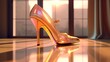 an AI-rendered image featuring a shoe adorned with transparent windows, 