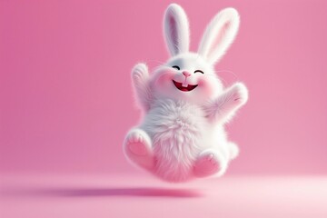 Wall Mural - Cute Rabbit on light pink background