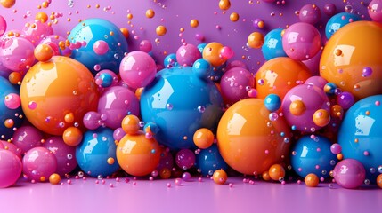 Wall Mural - a bunch of balloons that are next to each other with confetti on the bottom of the balloons and on the bottom of the balloons.