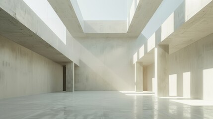 minimalist interior with raw concrete surfaces and abundant natural light in an open space designed 