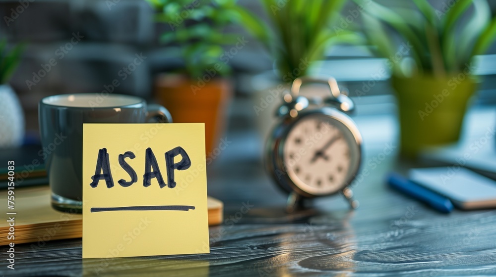 ASAP prominently handwritten in bold, black ink, symbolizing the ...