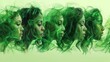 a series of photoshopped images of a woman's face with green smoke coming out of her hair.