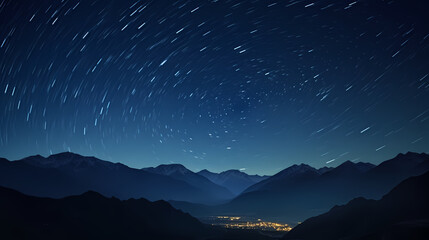 Wall Mural - Star trails and starry night sky