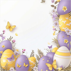 Poster - easter card with eggs and flowers