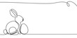 Zajączek wielkanocny rysowany jedną ciągłą linią. Sylwetka uroczego królika w prostym minimalistycznym stylu. Ilustracja wektorowa.