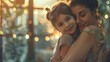 © yusufadi - Happy family mother and daughter hugging in beautiful moment at home. AI generated image