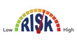 Risk management and Risk Assessment level data in speed meter of a fuel meter with green and red color Risk meter for Risks management. Business hazards and business risks in business management.