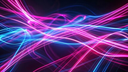 Data Transfer Concept Abstract Background with Pink and Blue Neon Lines