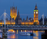 Fototapeta Big Ben - Westminster Palace, Hungerford Bridge, Big Ben, London, England, Großbritannien