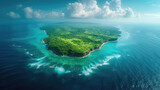 Fototapeta  - Aerial view of Cousine island.Seychelles