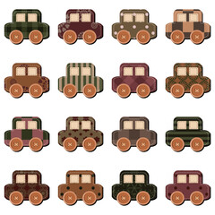 Wall Mural - Scrapbook decorative cars toys on white background set collection art decor design 