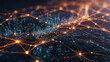 Abstract Dot Points Connecting with Gradient Lines, Embodying Smart City Technology and Big Data Integration.