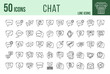 © Pexel Verse - Set of 50 Chat line icons set. Chat outline icons with editable stroke collection.