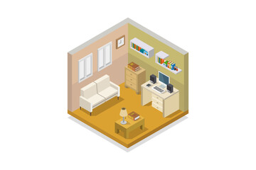 Poster - Isometric bedroom room