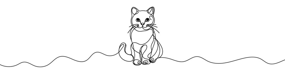 Wall Mural - continuous editable line drawing of cat. cat icon in one line.