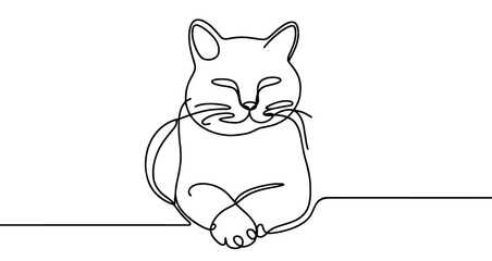 Wall Mural - continuous editable line drawing of cat. cat icon in one line.