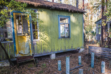 Sticker - Holiday cottage in Izumrudnoe summer camp in Chernobyl Exclusion Zone, Ukraine