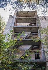 Wall Mural - Apartment house in Pripyat ghost city in Chernobyl Exclusion Zone, Ukraine