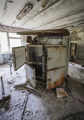 Canvas Print - Kitchen in hospital in Pripyat ghost city in Chernobyl Exclusion Zone, Ukraine