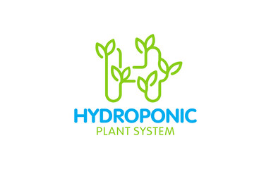 Wall Mural - Illustration vector graphic of modern hydroponic farm with natural green leaf concept logo design