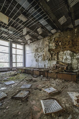 Poster - Canteen of Hospital MsCh-126 in Pripyat ghost city in Chernobyl Exclusion Zone, Ukraine