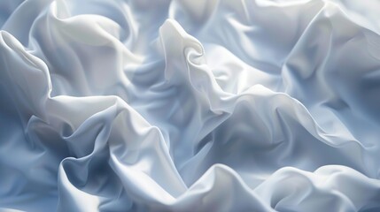 Generative AI illustration of bright white fabric material in wavy layers of abstract background with dark shadows