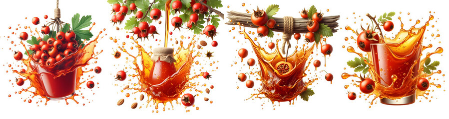 Wall Mural - Hawthorn juice splash isolated png