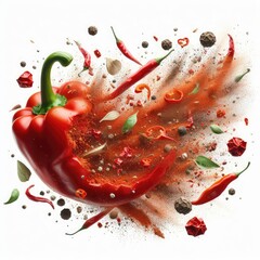Wall Mural - Crushed dried red pepper isolated on a white background  