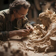 A close-up of an artist sculpting a masterpiece. 