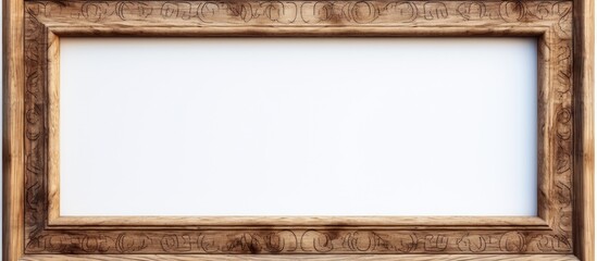 Canvas Print - A wooden picture frame with a white background, showcasing brown tones and hardwood texture. The rectangle shape and beige shades create a classic and elegant look